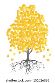 Autumn birch tree leaves vector background