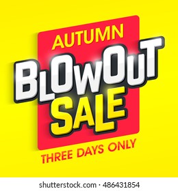 Autumn blowout sale banner. Special offer, three days only big sale. Vector illustration.