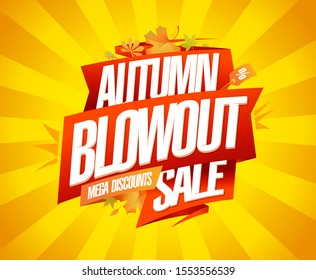 Autumn Blowout Sale, Mega Discounts, Vector Banner Design