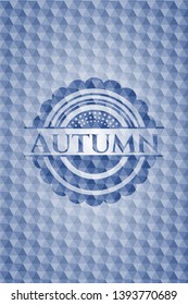 Autumn blue emblem with geometric pattern. Vector Illustration. Detailed.