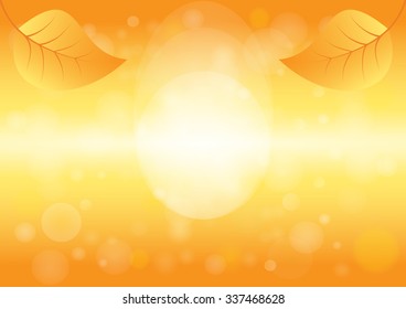 Autumn bokeh abstract light background with leafs. Vector illustration.