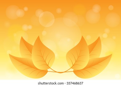 Autumn bokeh abstract light background with leafs. Vector illustration.