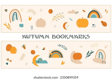 Autumn Bookmarks vector cozy illustrations