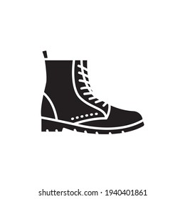 Autumn boot black glyph icon. Pictogram for web page, mobile app, promo. UI UX GUI design element. Editable stroke.