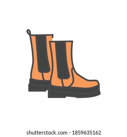 Autumn boots сolor line icon. Pictogram for web page, mobile app, promo. UI/UX/GUI design element. Editable stroke.