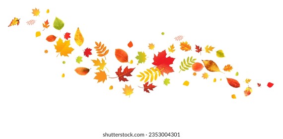 Autumn Border With Bright Leaves With Gradient Mesh, Vector Illustration