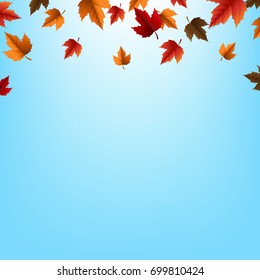 Autumn Border With Leaves, Vector Illustration