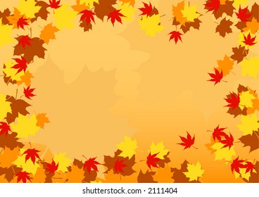 Autumn border made of maple leaves