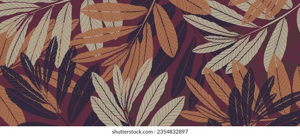 Autumn botanical background with branches and leaves. Background for decor, wallpapers, postcards, covers and presentations.