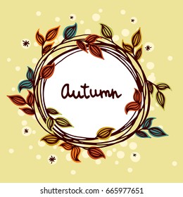 Autumn botanical cards for party or wedding day with branches and leaves. Vector illustration.