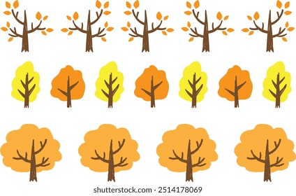 Autumn botanical cute tree landscape illustration