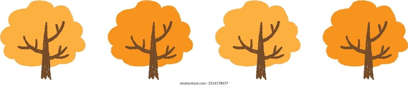 Autumn botanical cute tree landscape illustration