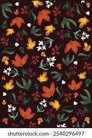 Herbst botanische Blumen Pilz Muster
