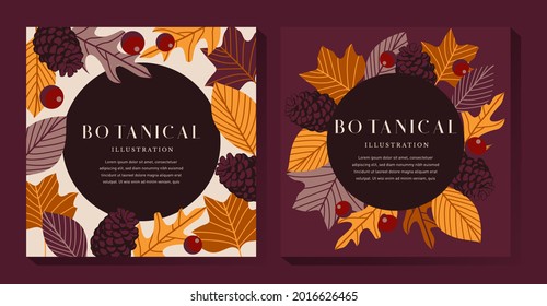 Autumn Botanical Leaves Illustration Template
