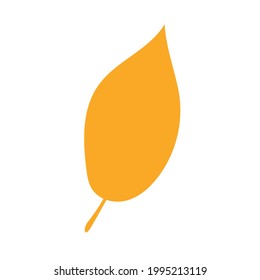 Autumn botanical vector flat plant element. Fall orange leaf. Simple autumn leaf, herbal element. Can be used as sign, symbol, icon for decor. Stock vector illustration isolated on white background.