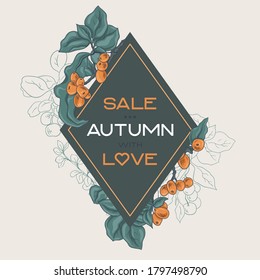 autumn bouquet of branches of sea-buckthorn "Autumn sale"
