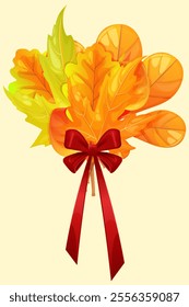 Autumn bouquet design. Vector illustration of a bouquet of leaves