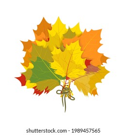 Herbststrauß mit Ahornblättern. Helle Vektorgrafik, Design-Element für Postkarte, Poster, Flyer, Deckel und andere Verwendung. Einzeln auf weißem Hintergrund.