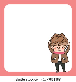 autumn boy notepad cute cartoon illustration
