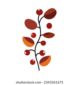 autumn branch with berries element vector illustration