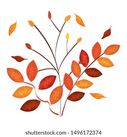 autumn branch and dry leafs nature icon