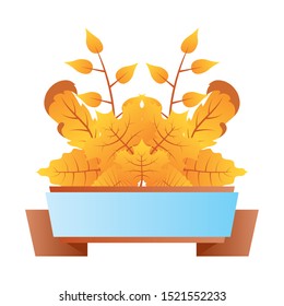 autumn branch with leafs blue label vector illustration design