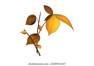 Rama de otoño con hojas 3d. Caída, follaje, temporada de naturaleza, ramas con hojas secas. Botánica de otoño, herbario. Ilustración vectorial, afiche, pancarta. 
Diseño de una tienda, sitio para la venta de plantas.