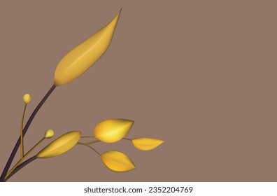 Rama de otoño con hojas 3d. Ilustración vectorial, afiche, pancarta. Caída, follaje, temporada de naturaleza, ramas con hojas secas. Botánica de otoño, herbario. Diseño de una tienda, sitio para la venta de plantas.