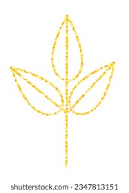 Autumn branch with leaves in golden color with glitter