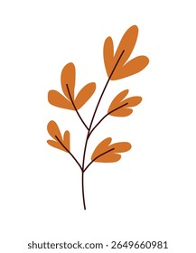  Autumn Branch with Orange Leaves. Vector illustration