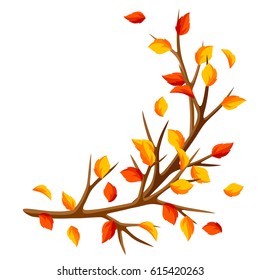 Autumn Branch Tree Yellow Leaves Seasonal Stock Vector (Royalty Free ...