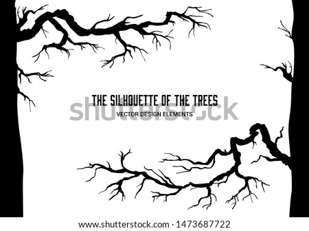 Autumn branches frame. Nature design background. Fall maple silhouette for decoration.