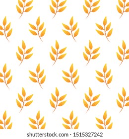 autumn branches with leafs foliage seasonal pattern vector illustration design