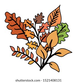 autumn branches with leafs isolated icon vector illustration design
