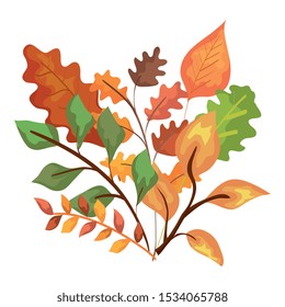 autumn branches with leafs isolated icon vector illustration design