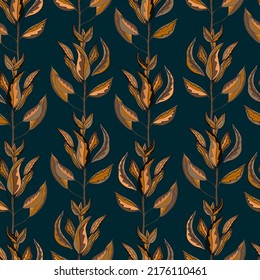 autumn branches with leaves seasonal vector seamless pattern
