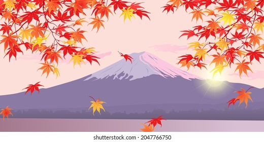 富士山 紅葉 のイラスト素材 画像 ベクター画像 Shutterstock