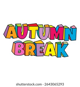 autumn break text design vector on white background