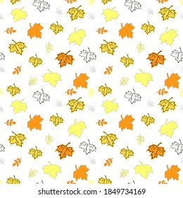 Autumn bright background with maple foxes. Vector illustration