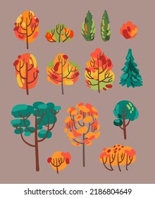 Autumn bright colorful trees. Beautiful vector illustration.