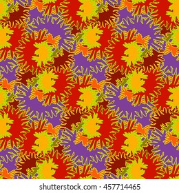 Autumn bright colors leaves carved seamless pattern for background or design work.