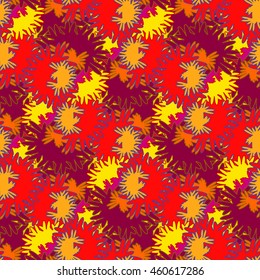 Autumn bright colors leaves carved seamless pattern for background or design work.