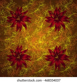 Autumn bright colors leaves carved seamless pattern for background or design work.