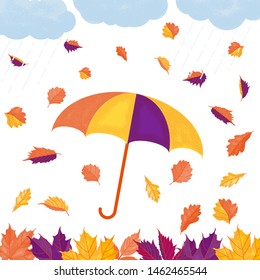Autumn bright editable template for social networks. Vector design background