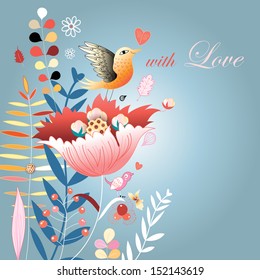 Beautiful Bird Magical Garden Coloring Book Stock Vector (Royalty Free ...