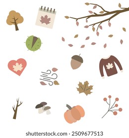  Autumn bright icons. Set of color icons. Autumn time. Set of autumn.  EPS 10.