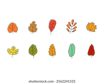 Autumn Bright Leaves Element Set