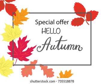 autumn bright vector banner with autumn leaves for advertising sales