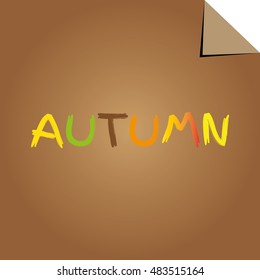 Autumn brown card, flat design, stock image.