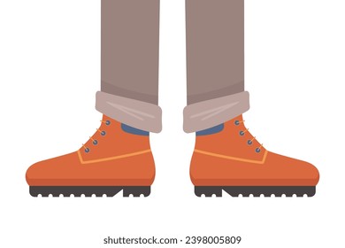 Herbstbraun warme Stiefel. flache Vektorgrafik.